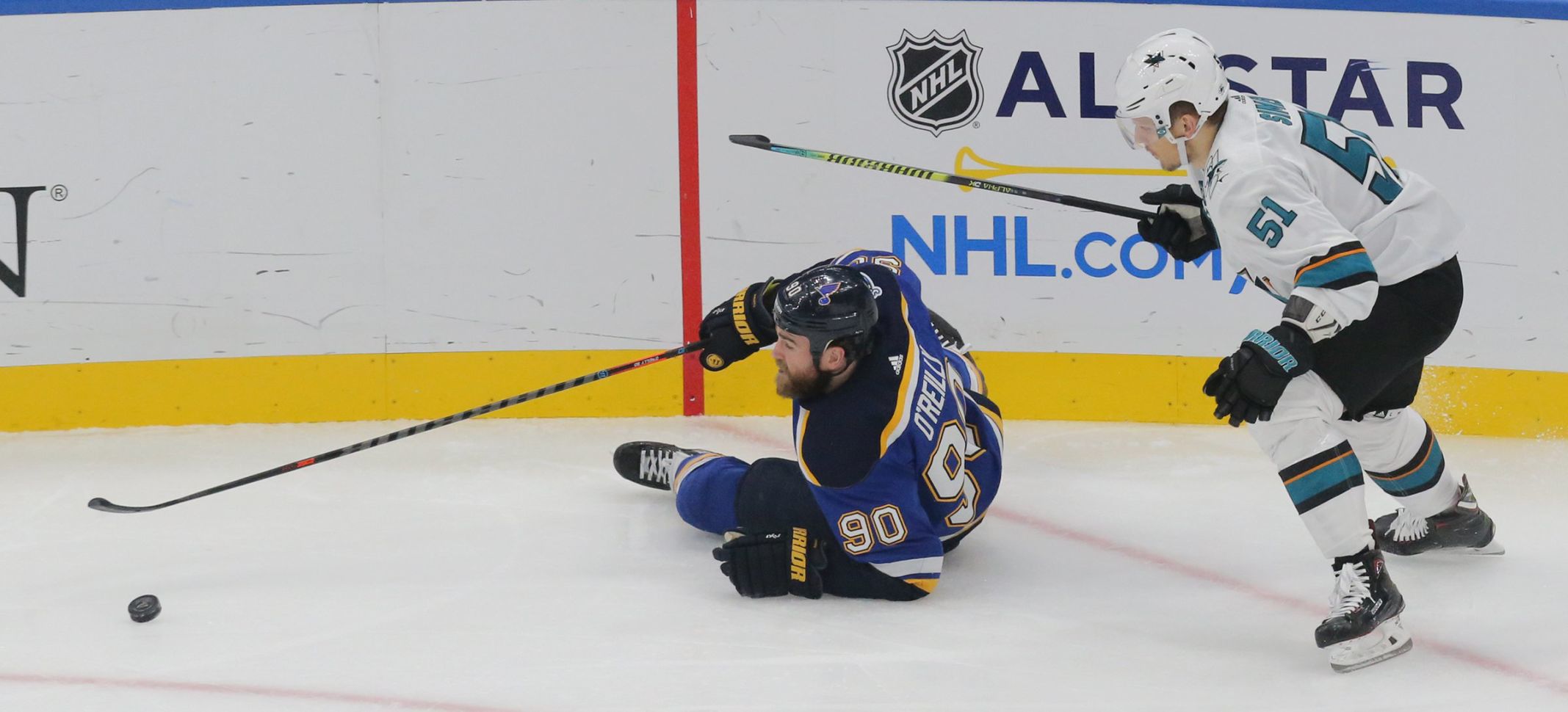 Blues and Sharks skate at the Enterprise Center